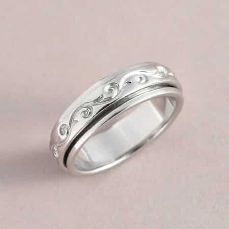 Vines Sterling Silver Spinner Ring, Anxiety Ring for Women, Fidget Rings for Anxiety, Stress Relieving Anxiety Ring (Size 7.0) image number 3