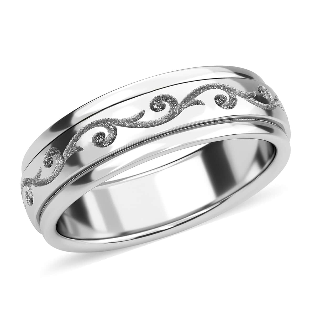 Vines Spinner Ring in Sterling Silver, Anxiety Ring for Women, Fidget Rings for Anxiety, Stress Relieving Anxiety Ring (Size 8.0) 4.35 Grams image number 0