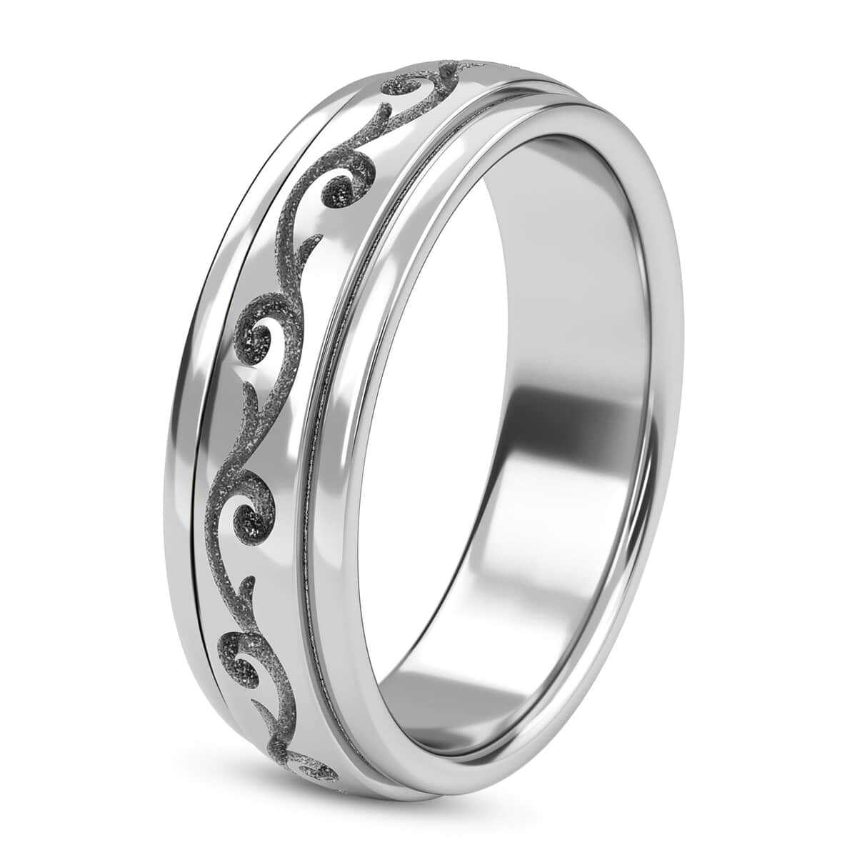 Vines Spinner Ring in Sterling Silver, Anxiety Ring for Women, Fidget Rings for Anxiety, Stress Relieving Anxiety Ring (Size 8.0) 4.35 Grams image number 6