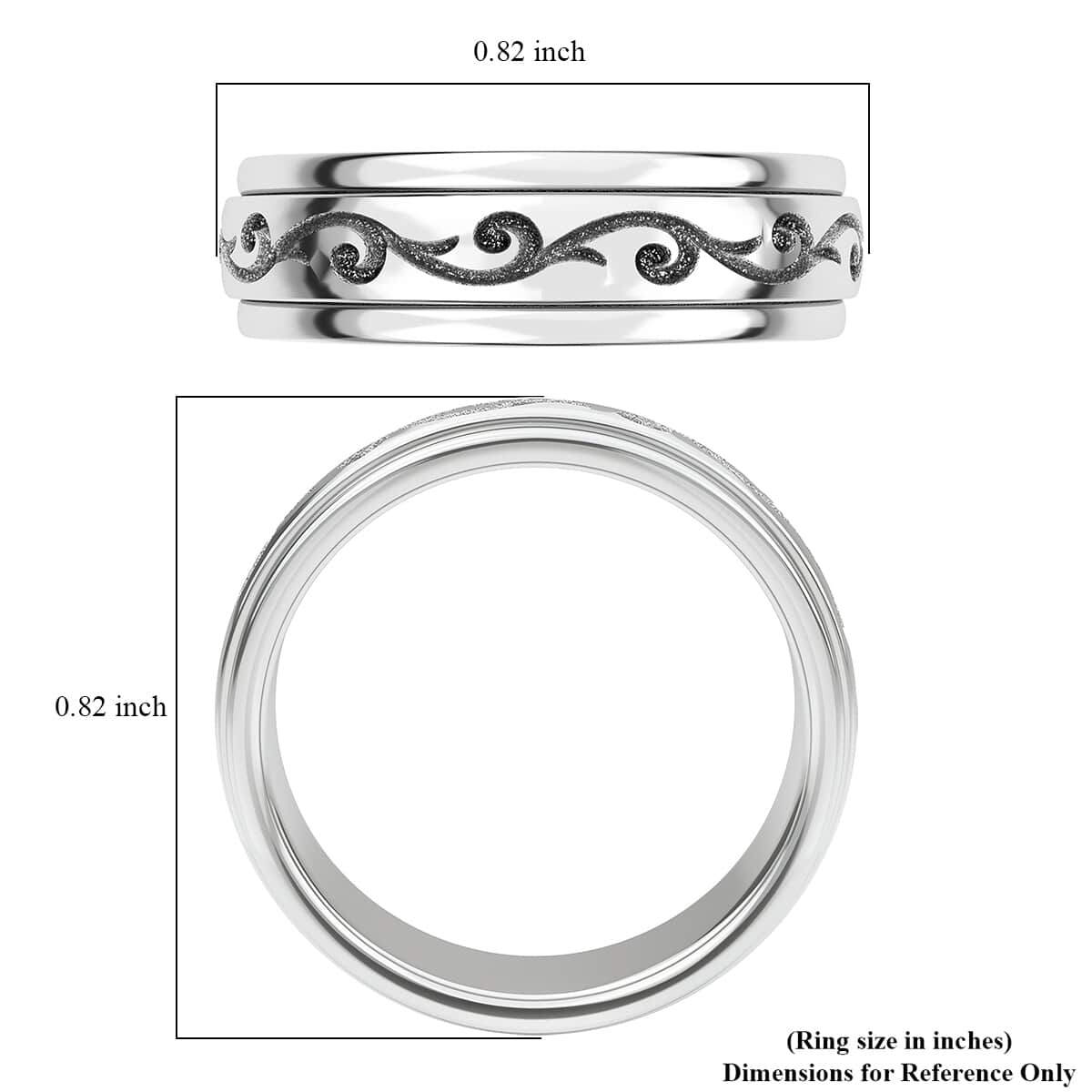 Vines Spinner Ring in Sterling Silver, Anxiety Ring for Women, Fidget Rings for Anxiety, Stress Relieving Anxiety Ring (Size 8.0) 4.35 Grams image number 7