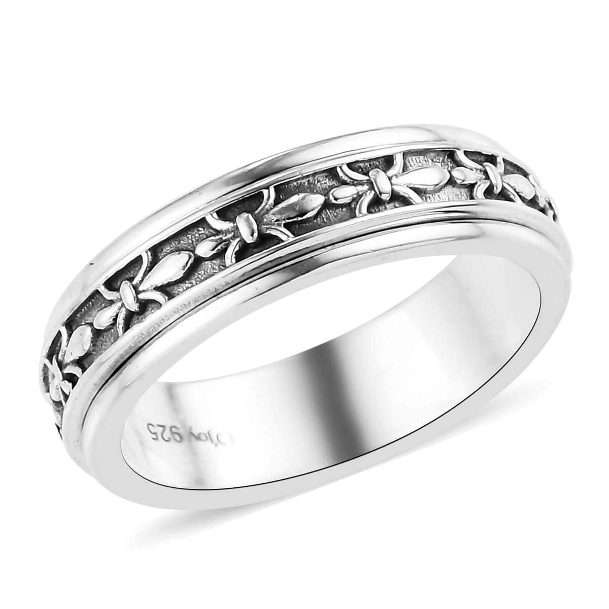 Sterling Silver Spinner Ring, Anxiety Ring for Women, Fidget Rings for Anxiety for Women, Stress Relieving Anxiety Ring, Promise Rings (Size 10.0) (4.65 g) image number 0