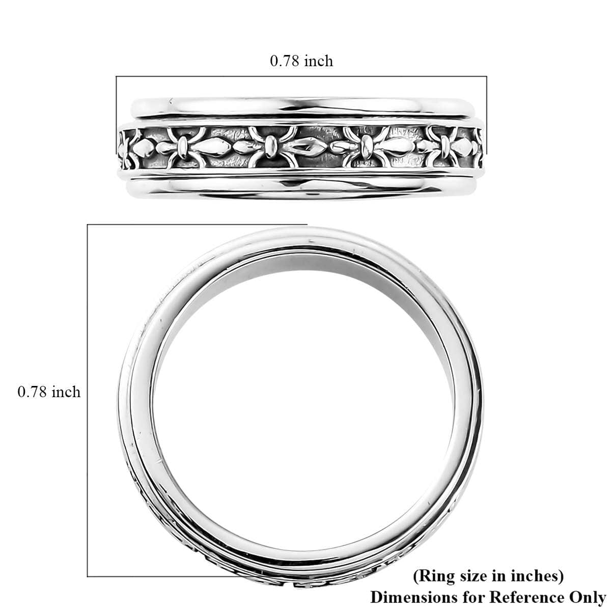 925 Silver Spinner Weddig Anxiety Ring for Women Unique Size 10 ...