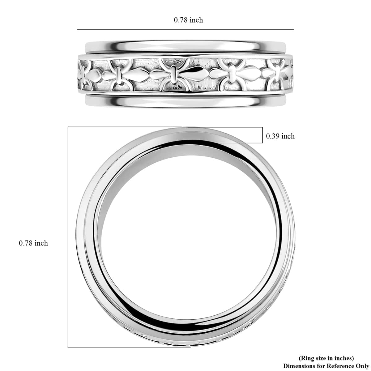 Spinner Band Ring, Promise Rings in Sterling Silver (Size 11.0) 4.65 Grams image number 8