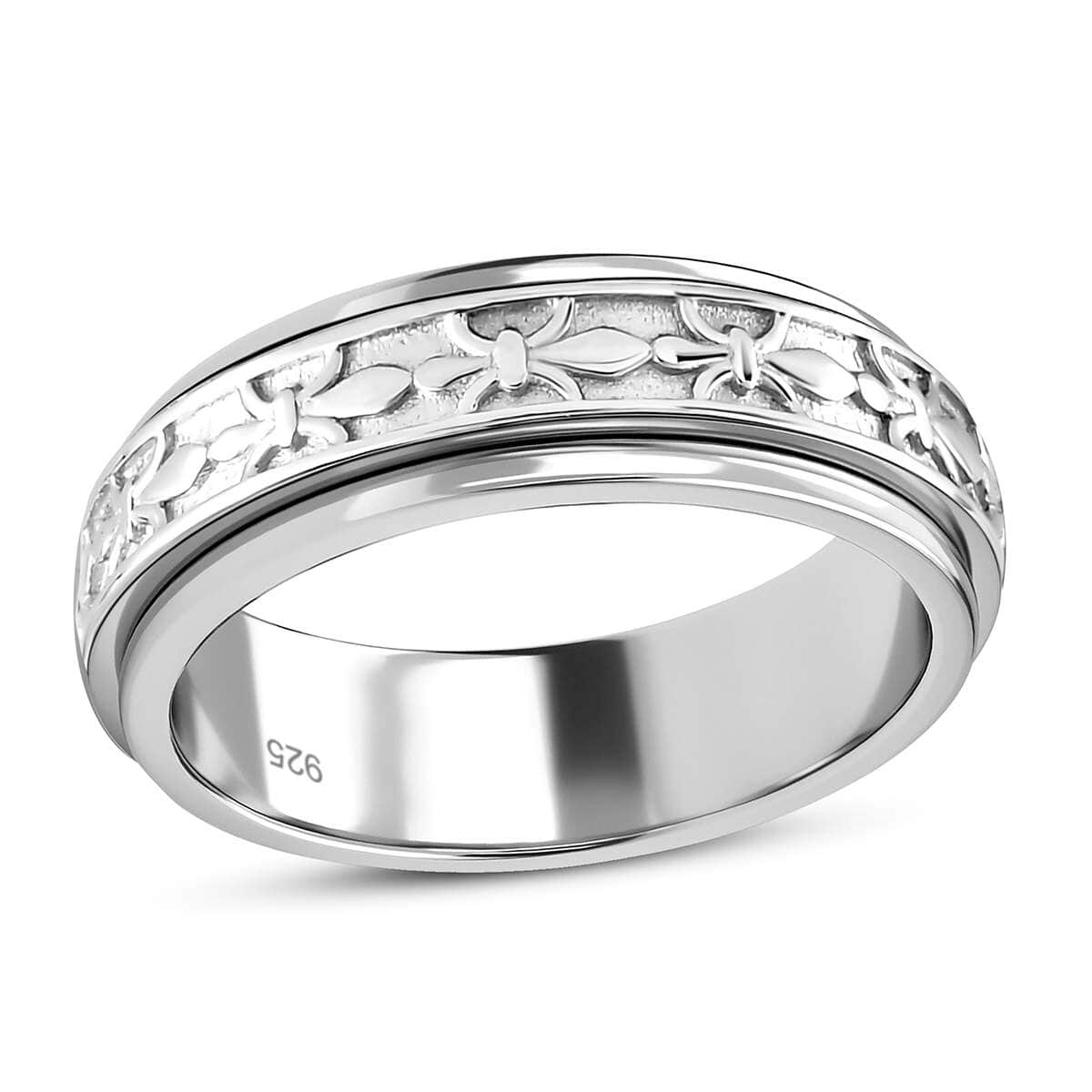 Sterling Silver Spinner Band Ring, Fidget Rings for Anxiety, Stress Relieving Anxiety Ring Band, Promise Rings4.65 g (Size 8) image number 0