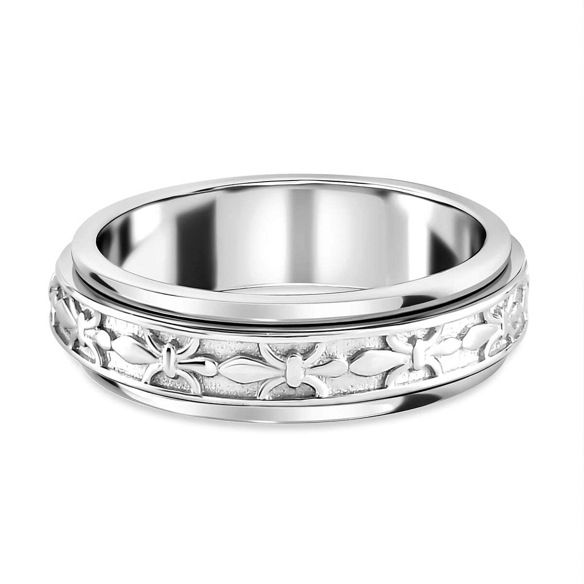 Sterling Silver Spinner Band Ring, Fidget Rings for Anxiety, Stress Relieving Anxiety Ring Band, Promise Rings4.65 g (Size 8) image number 6