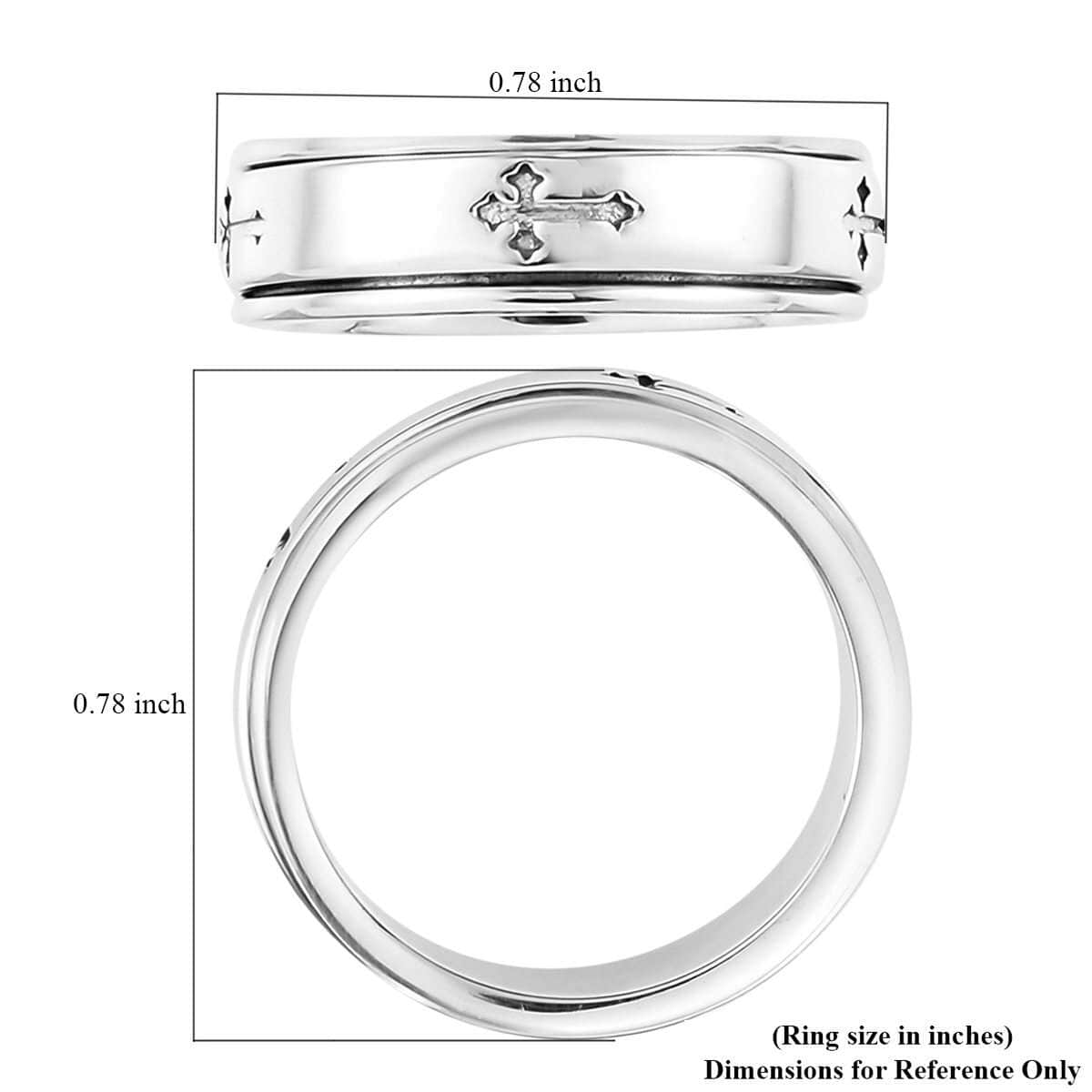 Sterling Silver Cross Engraved Spinner Ring, Anxiety Ring for Women, Fidget Rings for Anxiety for Women, Stress Relieving Anxiety Ring, Promise Rings (Size 10.0) (4.75 g) image number 7