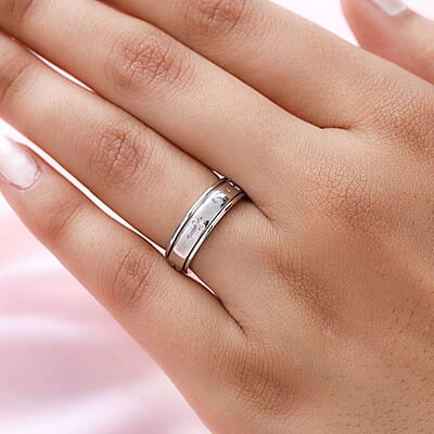 Cross Engraved Spinner Ring in Sterling Silver, Anxiety Ring for Women, Fidget Rings for Anxiety for Women, Stress Relieving Anxiety Ring, Promise Rings (Size 6.0) (4.75 g)