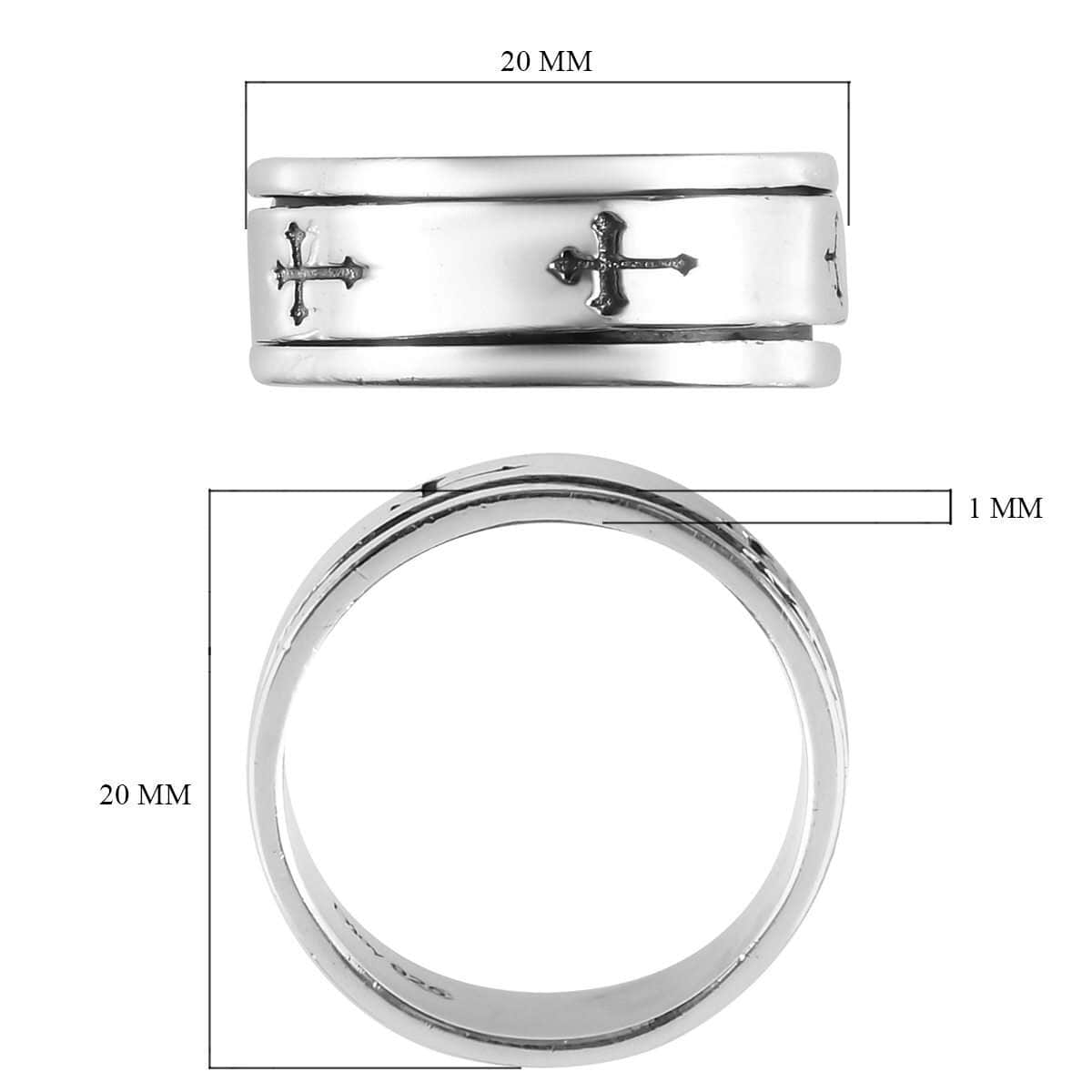 Cross Engraved Spinner Ring in Sterling Silver, Anxiety Ring for Women, Fidget Rings for Anxiety for Women, Stress Relieving Anxiety Ring, Promise Rings (Size 6.0) (4.75 g) image number 5