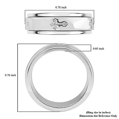 Cross Engraved Spinner Ring in Sterling Silver, Anxiety Ring for Women, Fidget Rings for Anxiety for Women, Stress Relieving Anxiety Ring, Promise Rings (Size 6.0) (4.75 g)
