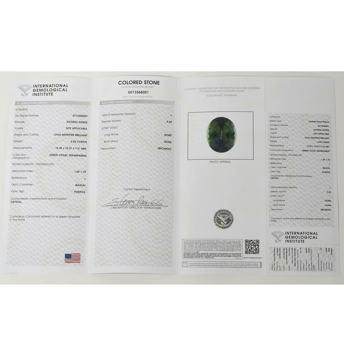 IGI Certified AAAA Green Tanzanite Faceted (Ovl 12.49x10.27 mm) 6.82 ctw image number 2