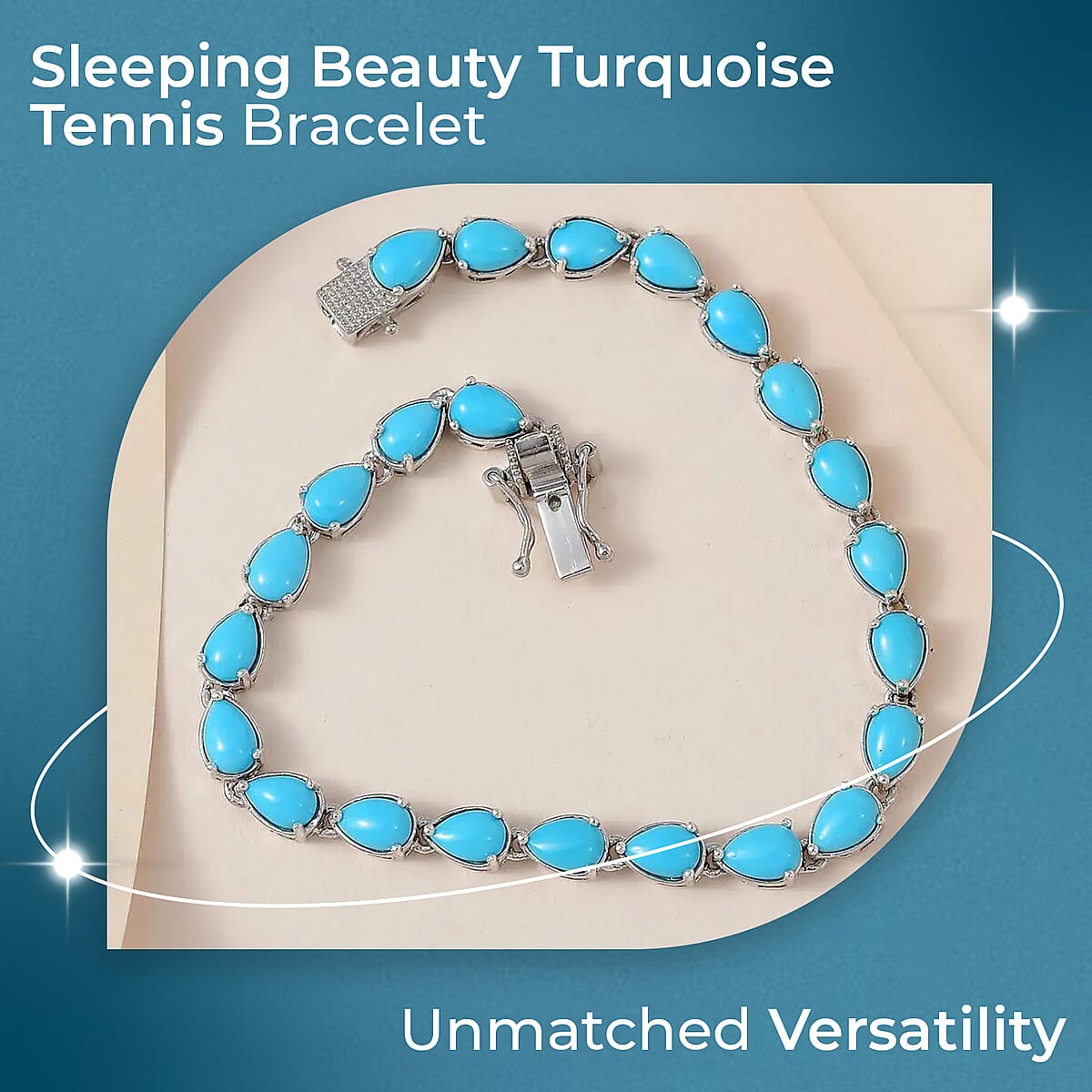 Sleeping Beauty Turquoise Bracelet in Platinum Over Sterling Silver (8.00 In) 9.75 ctw image number 1
