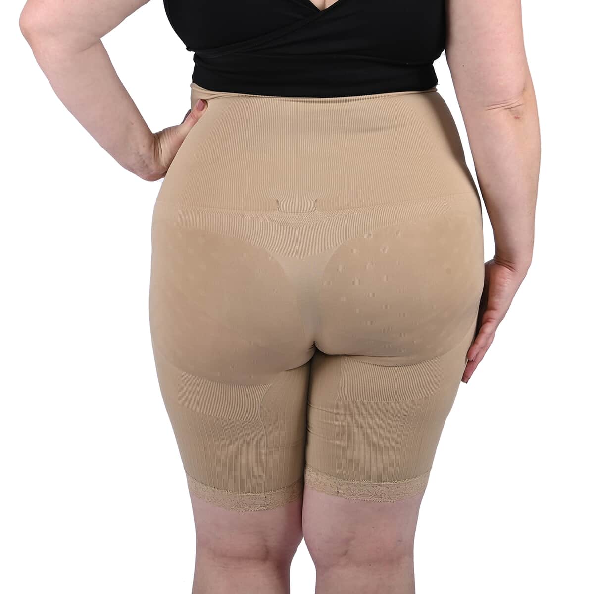 SANKOM Patent Classic Shapers with Lace - XXXL/Tan and White image number 1