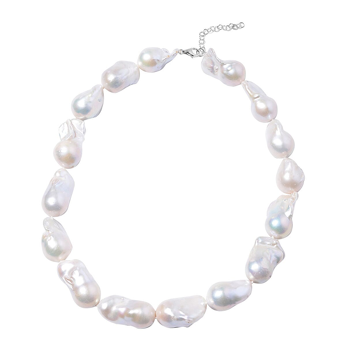 950 Platinum Organic Shape Baroque Pearl Necklace 18-20 Inches