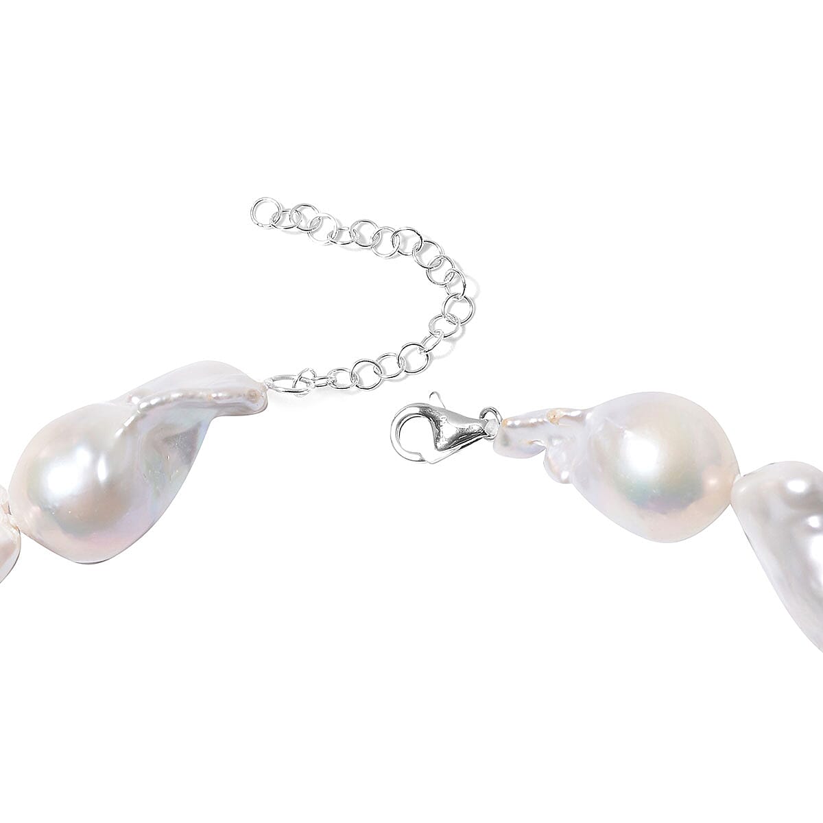 950 Platinum Organic Shape Baroque Pearl Necklace 18-20 Inches