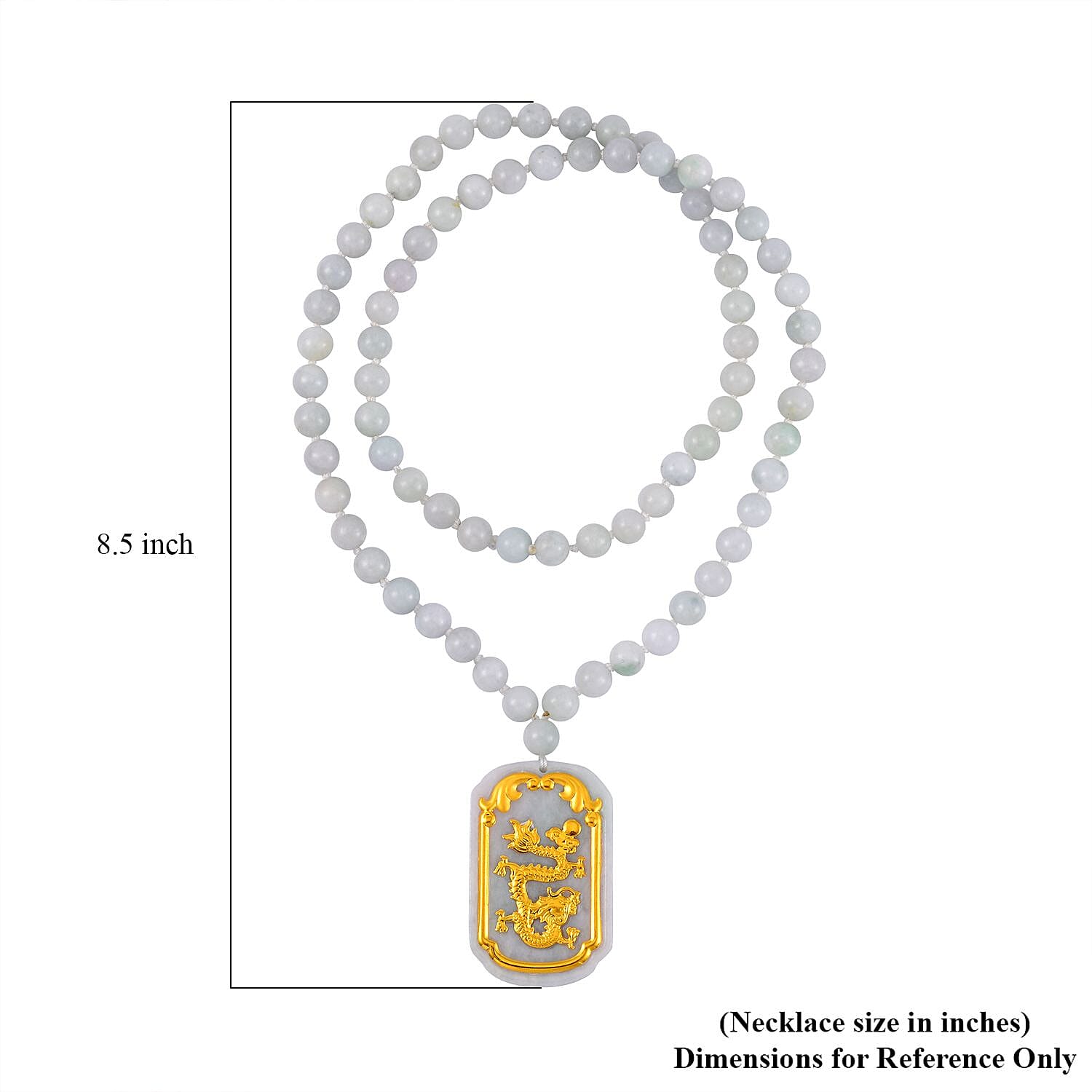 Natural Jade 468.00 ctw Dragon Pendant With Beaded Necklace in 24K Yellow Gold 28 Inches
