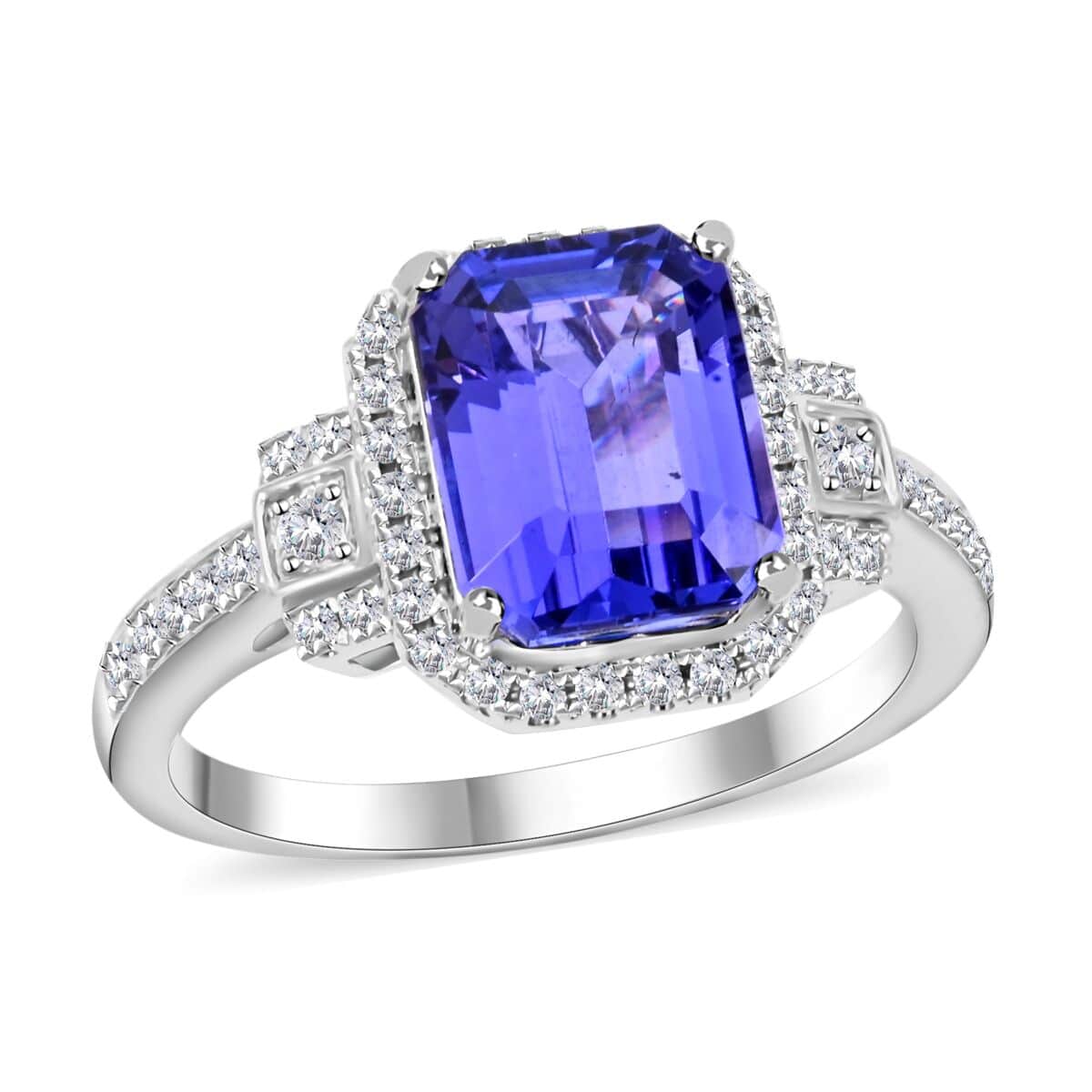 One Of A Kind Certified & Appraised Iliana 18K White Gold AAAA Tanzanite and SI Diamond Ring (Size 6.75) 4.87 Grams 3.00 ctw image number 0