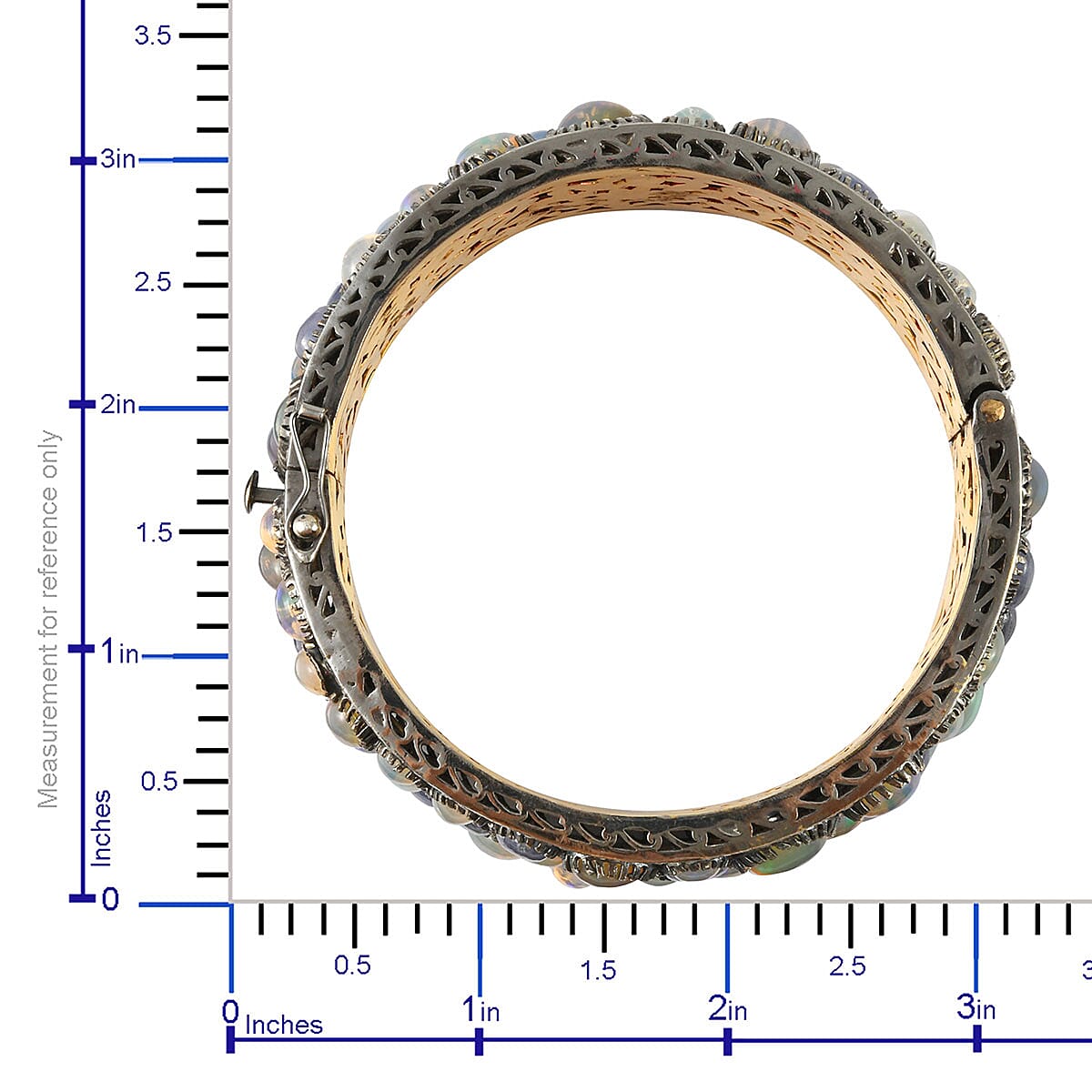 Tanzanite and Australian Opal and Diamond Bangle Bracelet in Vermeil Yellow Gold Over and Sterling Silver 7.25 Inch 12.15 ctw image number 3