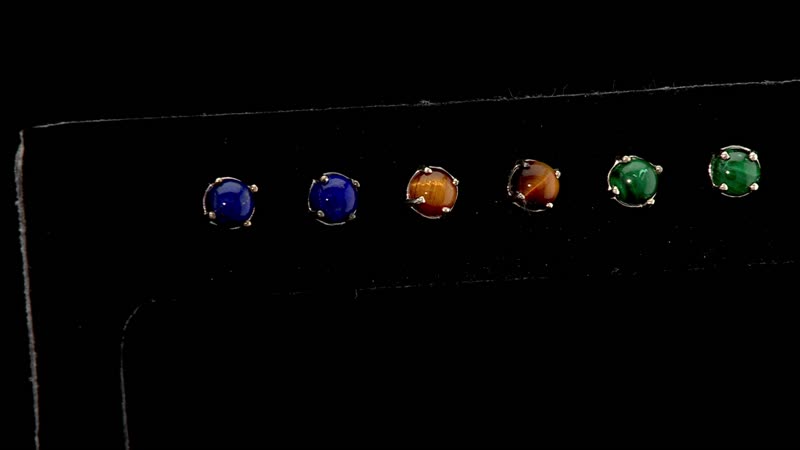 7.00 ctw Set of 3 Multi Gemstone Stud Earrings in Sterling Silver