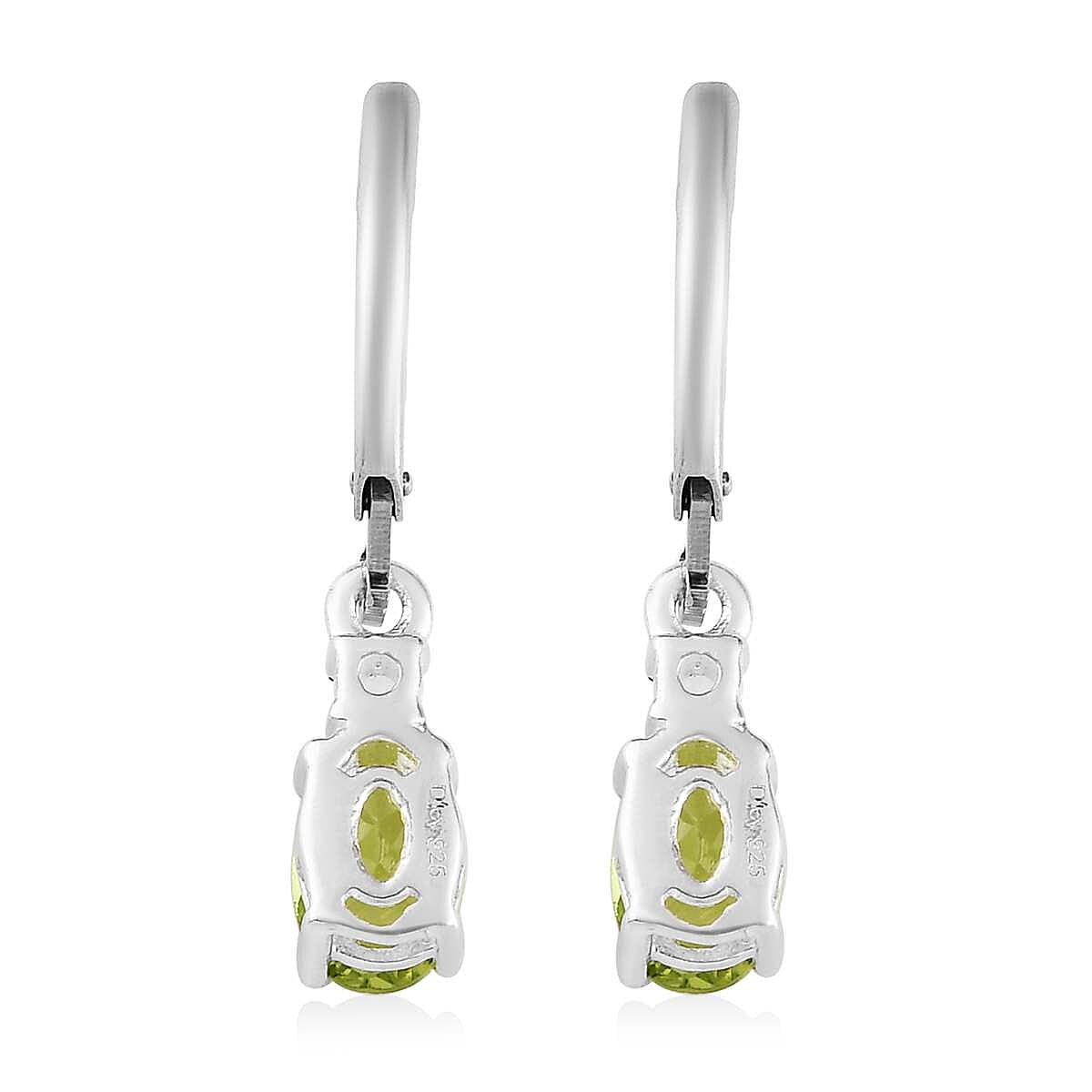 D'Joy Peridot and White Topaz 1.75 ctw Lever Back Earrings in Sterling Silver