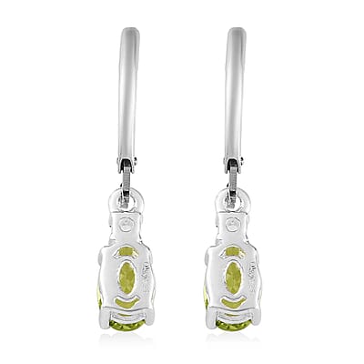 D'Joy Peridot and White Topaz 1.75 ctw Lever Back Earrings in Sterling Silver