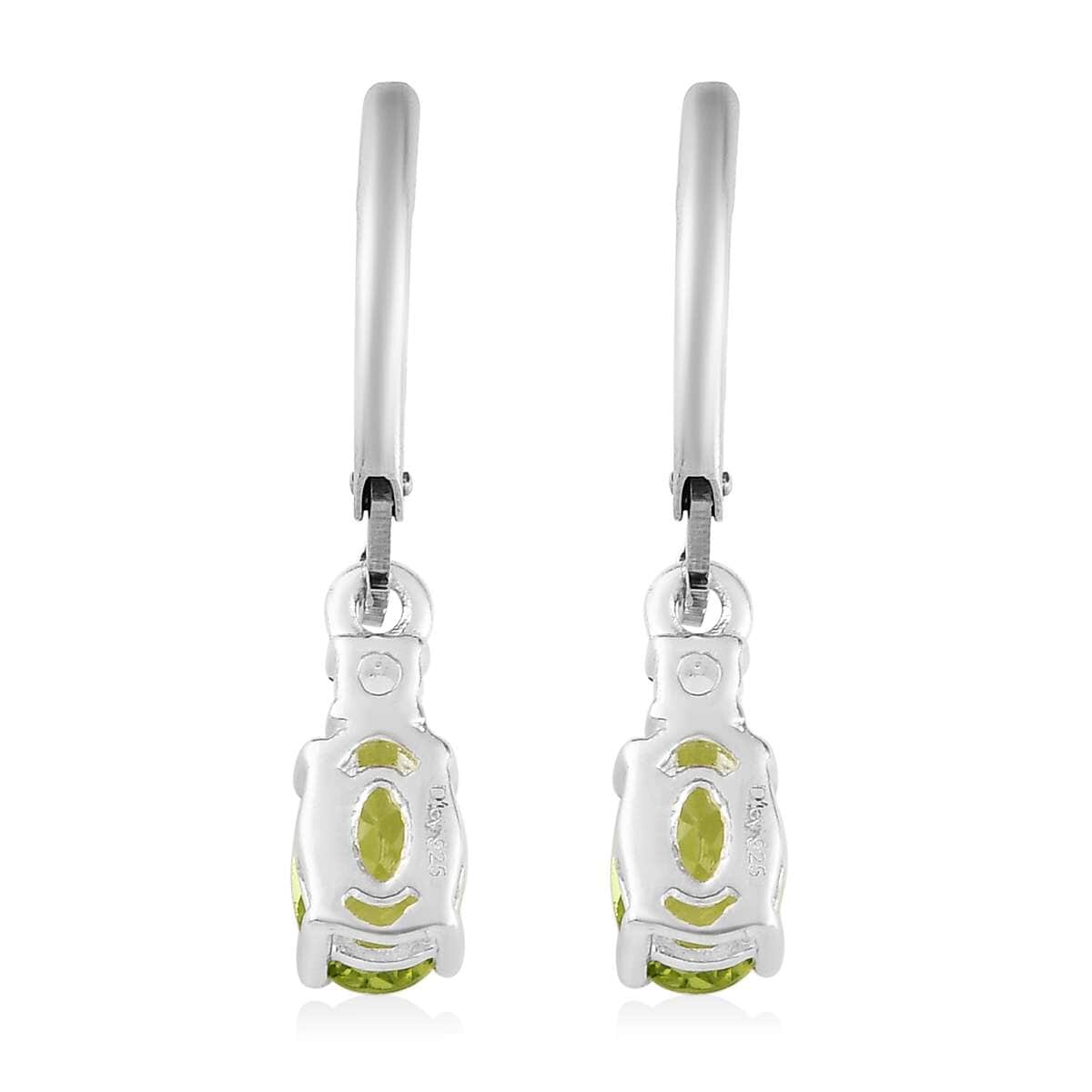 Peridot and White Topaz Lever Back Earrings in Sterling Silver 1.75 ctw image number 6