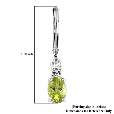 D'Joy Peridot and White Topaz 1.75 ctw Lever Back Earrings in Sterling Silver