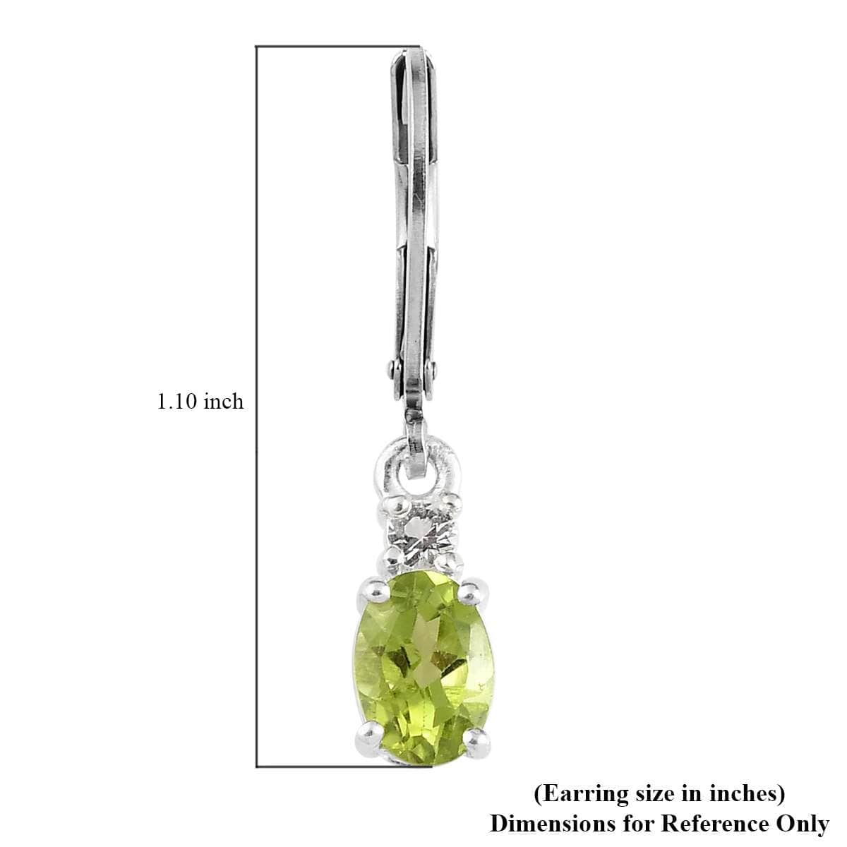 Peridot and White Topaz Lever Back Earrings in Sterling Silver 1.75 ctw image number 7