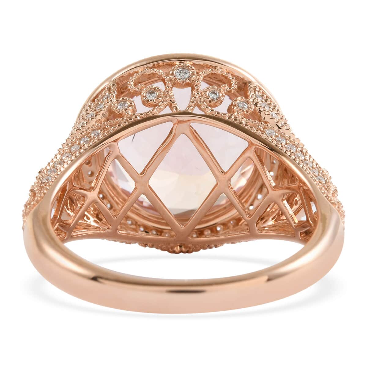 Iliana 18K Rose Gold AAA Marropino Morganite and G-H SI Diamond Ring (Size 8.0) 9.30 ctw image number 3