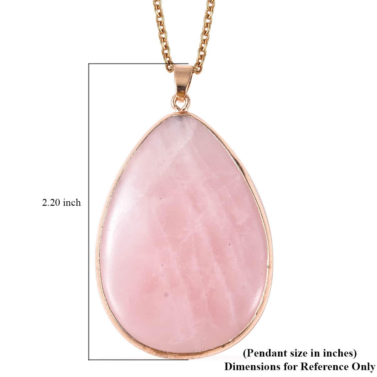 Galilea Rose Quartz Pendant Necklace 24 Inches in ION Plated Yellow Gold Stainless Steel 90.00 ctw image number 4