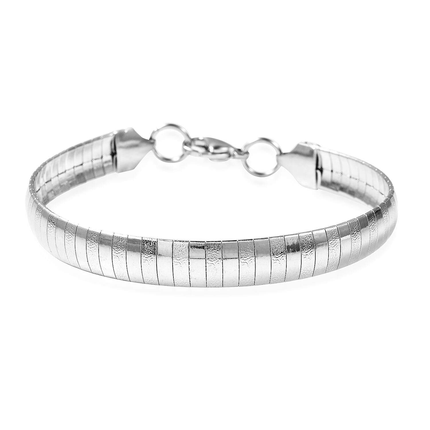 Set of 3 Omega Sand Blast Texture Necklace (18.00 Inches), Bracelet (7.50In) and Earrings in Stainless Steel 32.20 g