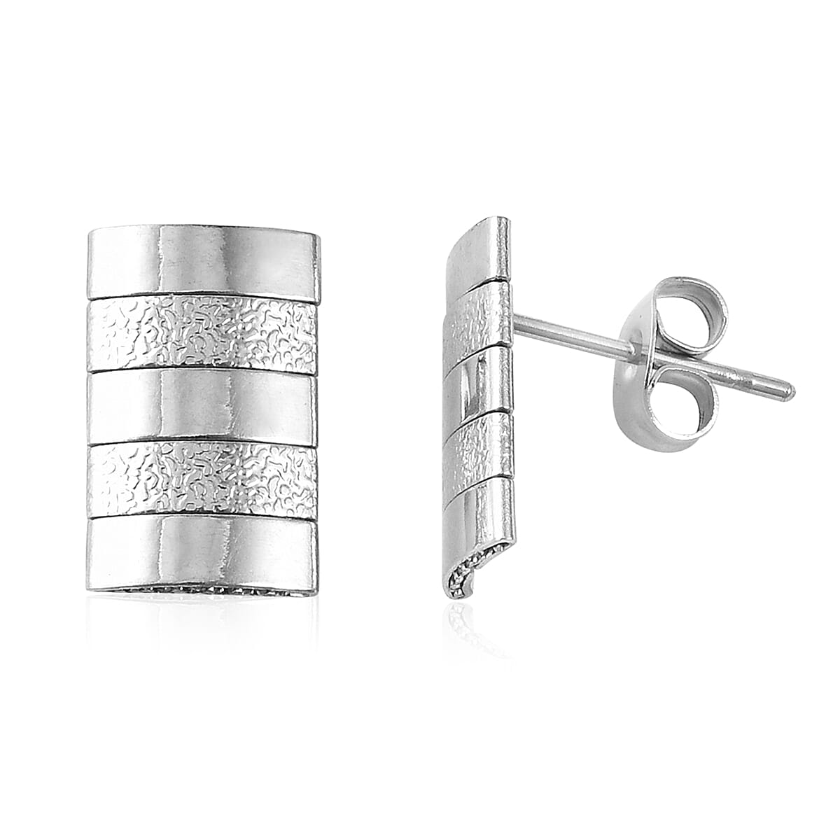 Set of 3 Omega Sand Blast Texture Necklace (18.00 Inches), Bracelet (7.50In) and Earrings in Stainless Steel 32.20 g