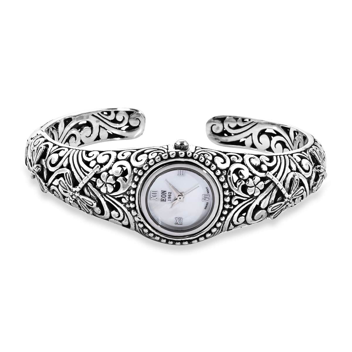 EON 1962 Swiss Movement Cuff Bracelet Watch in Sterling Silver with Stainless Steel Back (42.90 g) image number 0