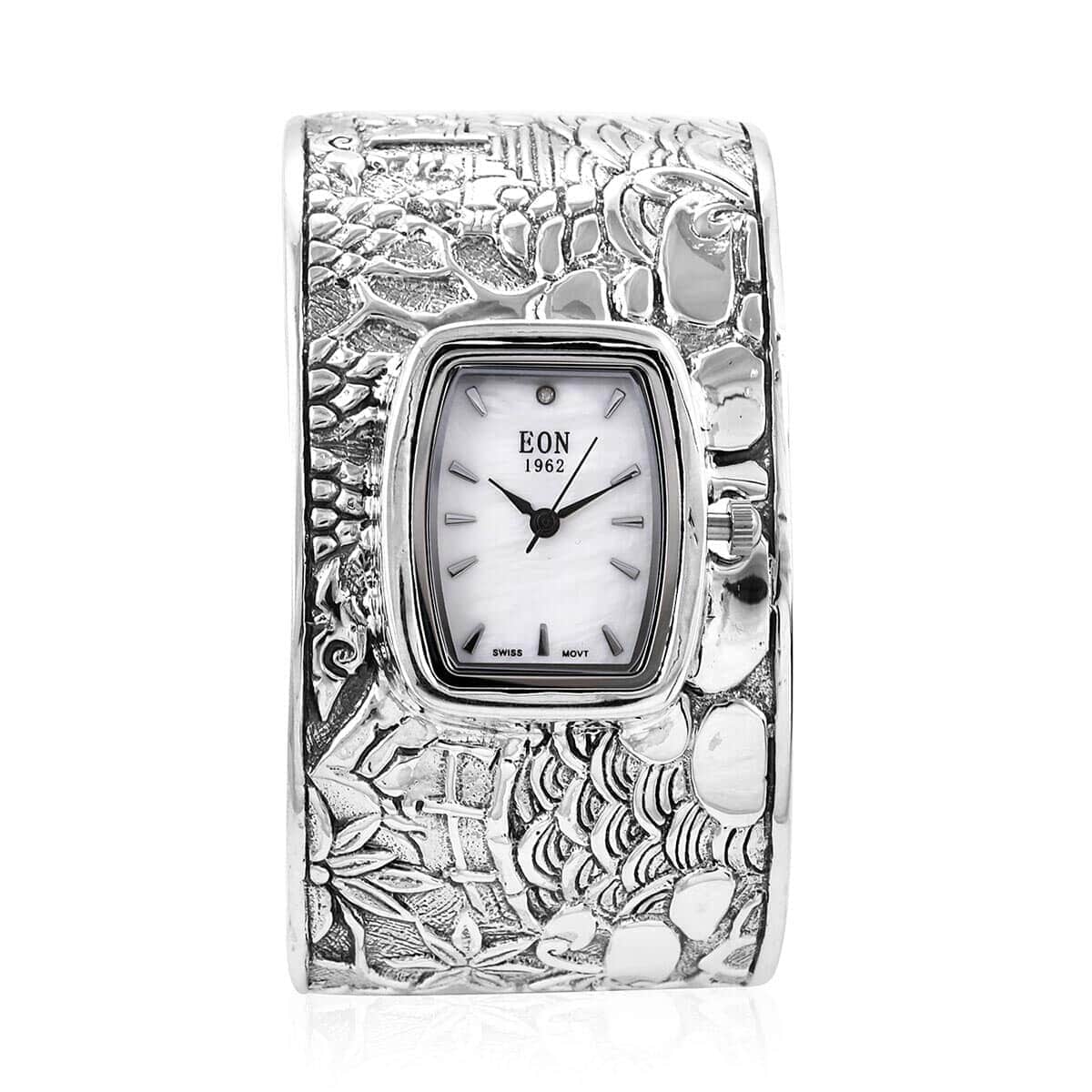 BALI LEGACY EON 1962 Swiss Movement Cuff Bracelet Watch in Sterling Silver with Stainless Steel Back , Designer Bracelet Watch , Analog Luxury Wristwatch image number 0