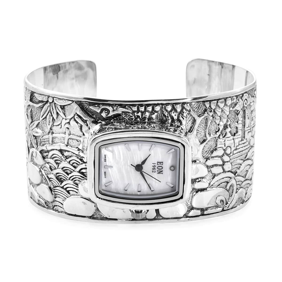 BALI LEGACY EON 1962 Swiss Movement Cuff Bracelet Watch in Sterling Silver with Stainless Steel Back , Designer Bracelet Watch , Analog Luxury Wristwatch image number 3