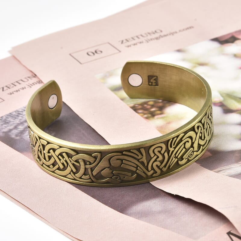 Magnetic By Design Antique Style Cuff Bracelet For Women in Goldtone, Antique Style Eagle Design Bracelet 7 Inches