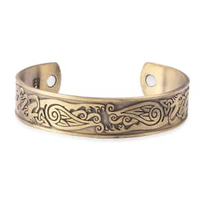 Magnetic by Design Antique Style Dragon Cuff Bracelet in Goldtone 7 Inch