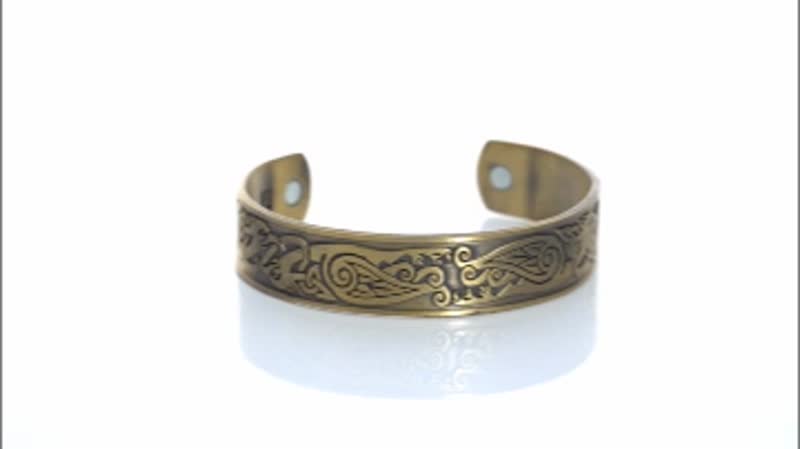 Value Buy Magnetic by Design Antique Style Dragon Cuff Bracelet in Goldtone (7 in)