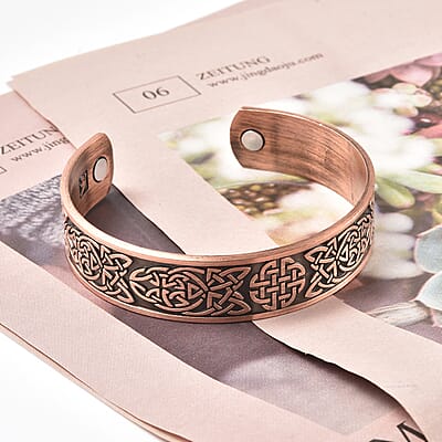 Magnetic by Design Antique Style Celtic Knot Cuff Bracelet in Rosetone (7 in)