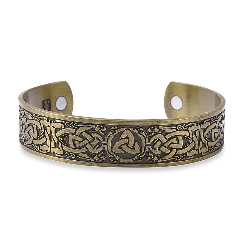 Magnetic by Design Antique Style Celtic Knot Cuff Bracelet in Goldtone 7 Inch