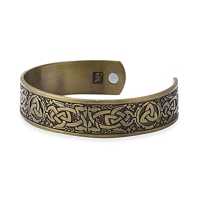 Magnetic by Design Antique Style Celtic Knot Cuff Bracelet in Goldtone 7 Inch