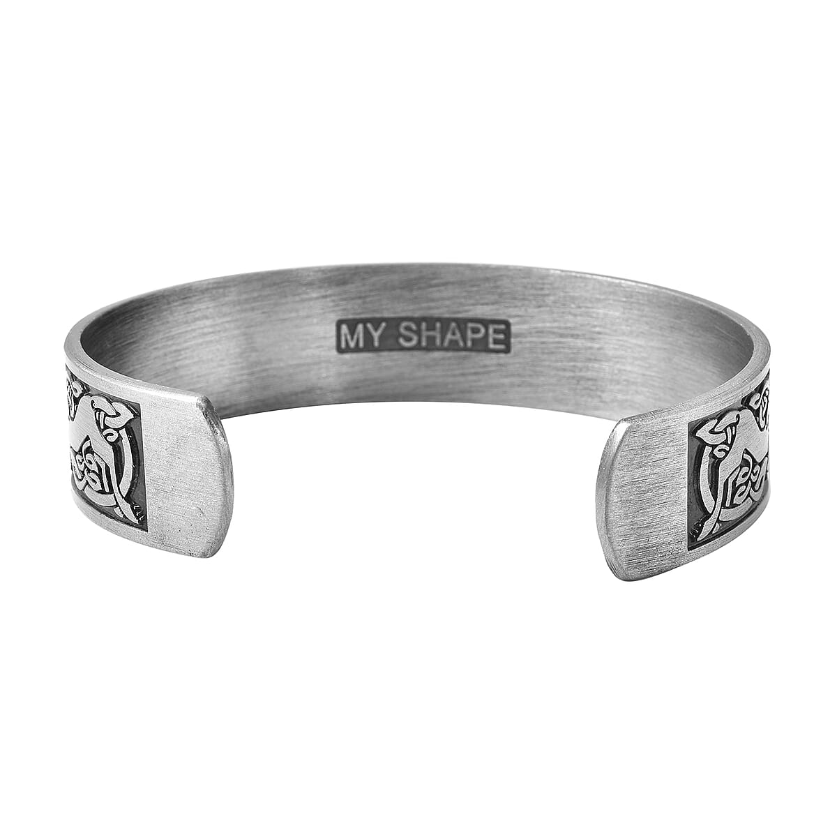 Magnetic by Design Antique Style Dragon Cuff Bracelet in Silvertone 7 Inch image number 5