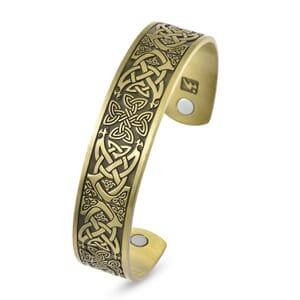 Magnetic By Design Celtic Knot Cuff Bracelet in Goldtone,Antique Style Cross Design Bracelet 7 Inches