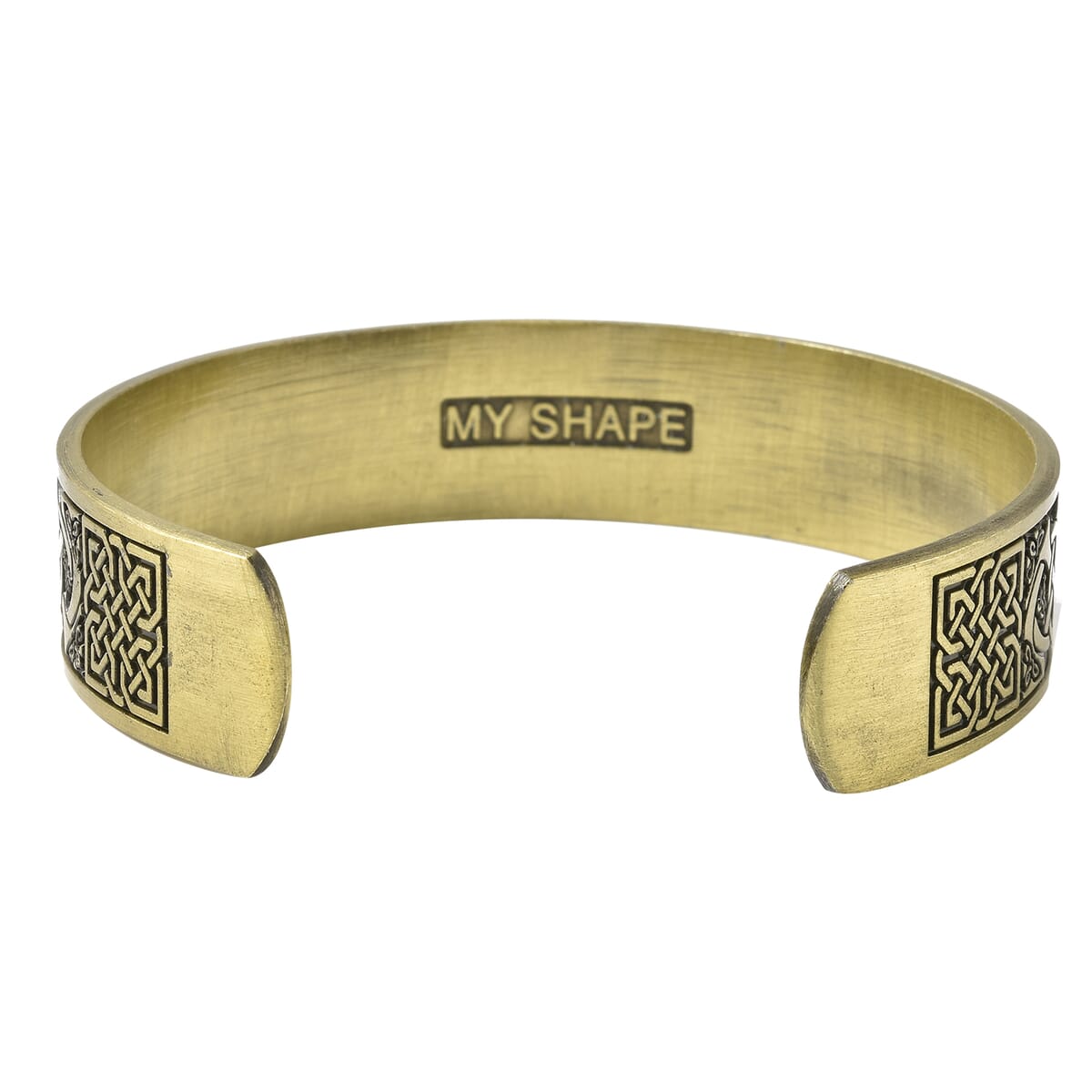 Magnetic By Design Celtic Knot Cuff Bracelet in Goldtone,Antique Style Cross Design Bracelet 7 Inches image number 5