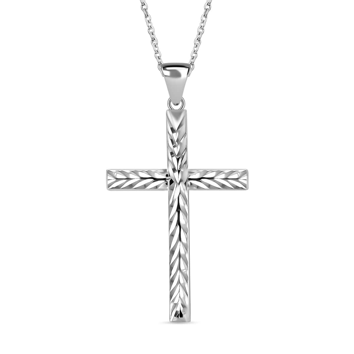 Sterling Silver Cross Pendant Necklace 18 Inches 2.30 Grams image number 0