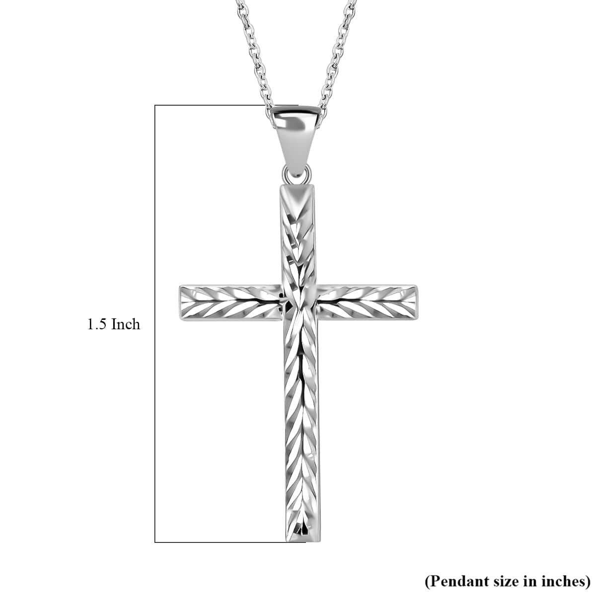 Sterling Silver Cross Pendant Necklace 18 Inches 2.30 Grams image number 3