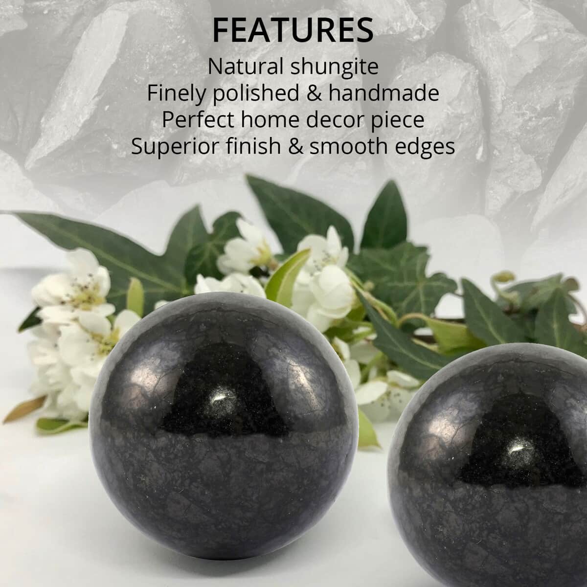 Shungite Sphere 30mm Approx 215.00 ctw , Home Decor Figurine , Decorative Figurine , Living Room Decor image number 2