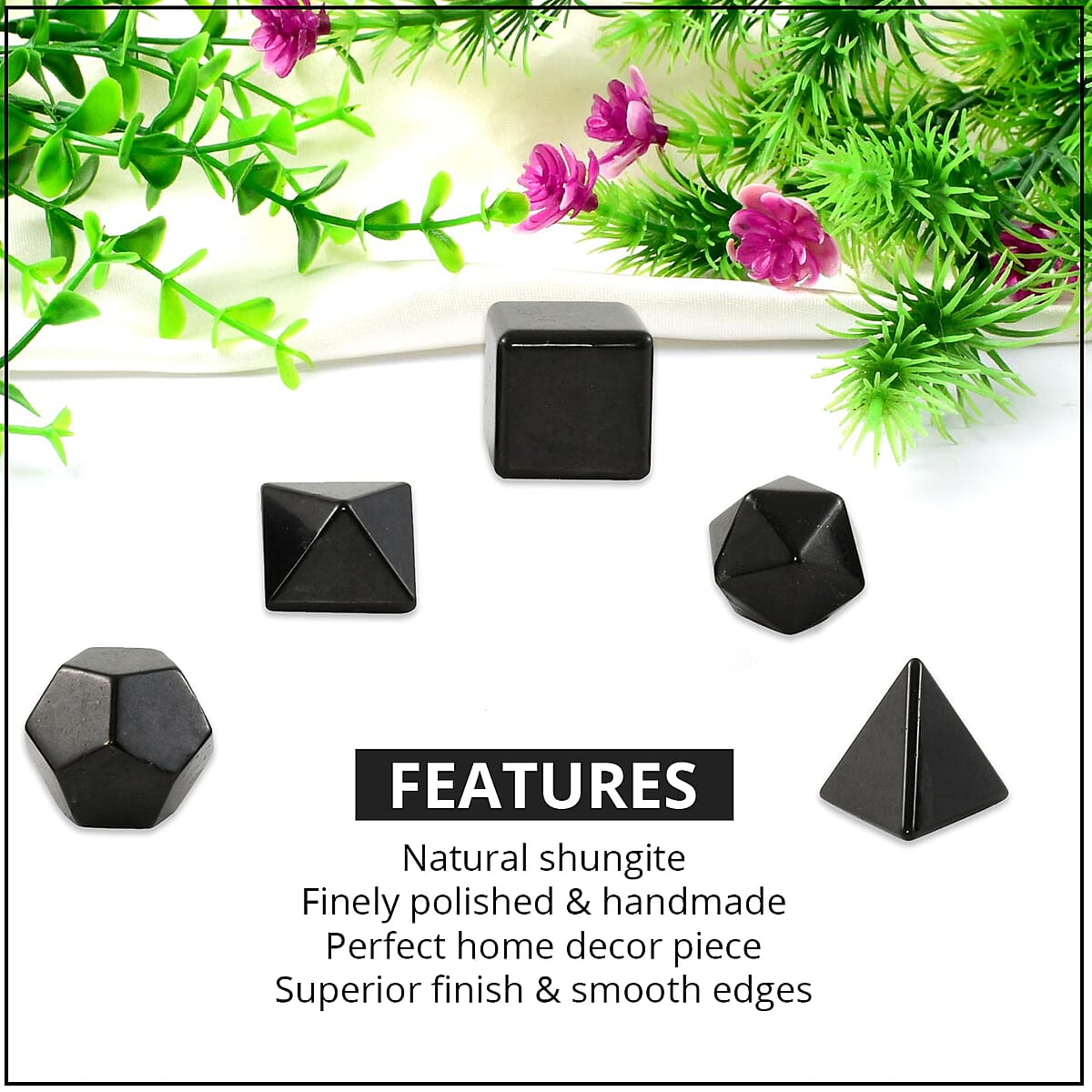Set of 5 Multi Shapes Shungite (1 in) 286.00 ctw image number 2