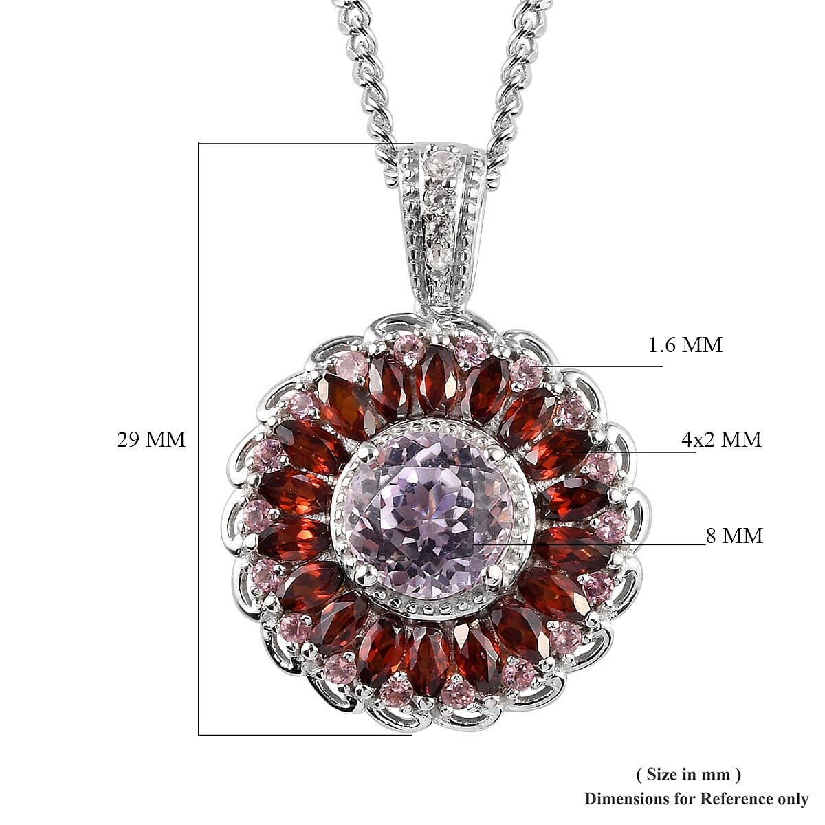 AA Martha Rocha Kunzite and Multi Gemstone Pendant Necklace 20 Inches in Platinum Over Sterling Silver 5.00 ctw