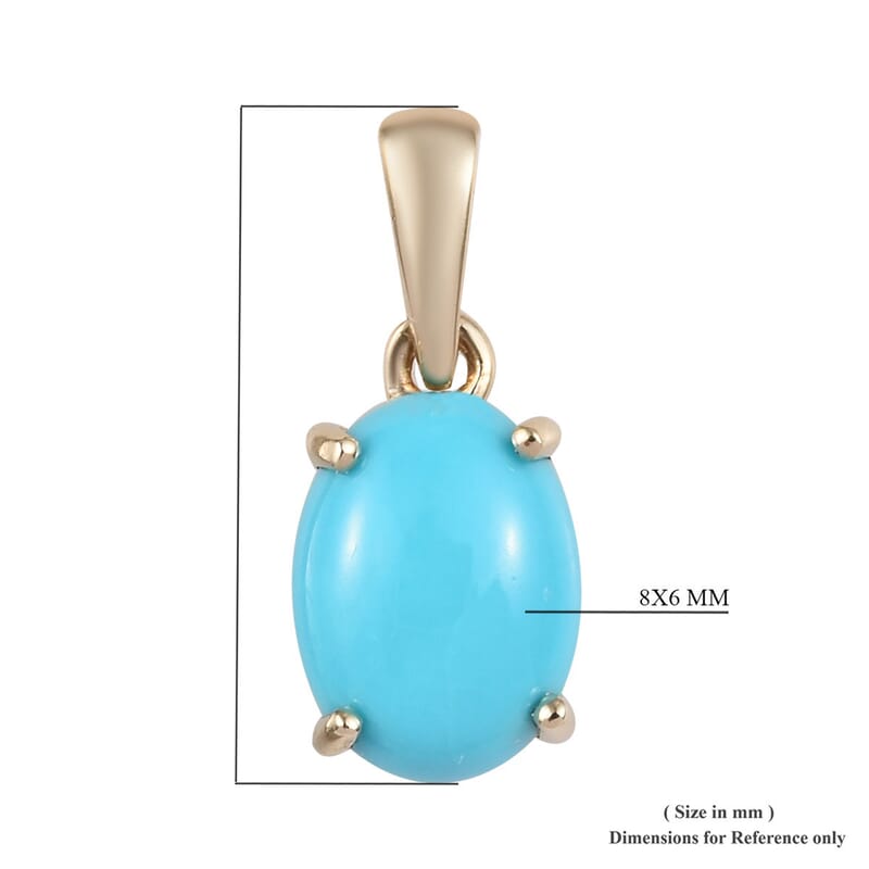 1.00 ctw Arizona Sleeping Beauty Turquoise Pendant in 10K Yellow Gold 0.30 Grams