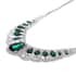 Simulated Green Sapphire and Austrian Crystal Earrings and Necklace 22 Inches in Silvertone image number 2